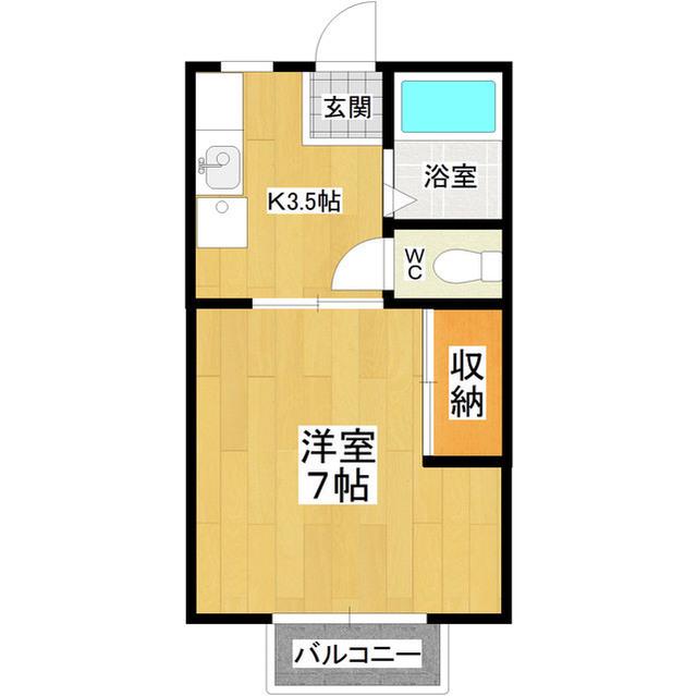 サンシティノグチB棟(1K/1階)の間取り写真