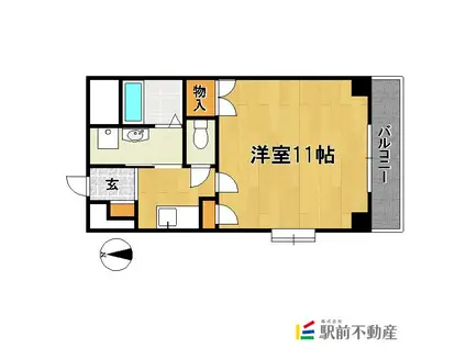 ハミルトンII(1K/2階)の間取り写真