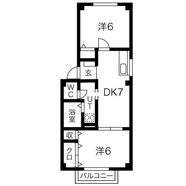 ブレスト南山A(2DK/2階)の間取り写真