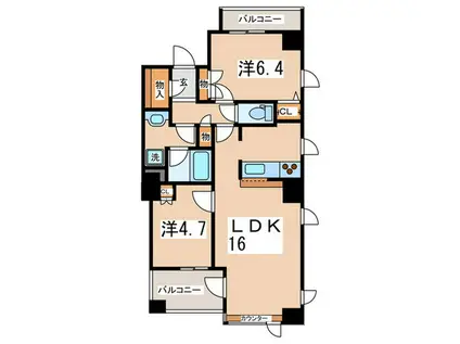 ビラ・アペックス相模原(2LDK/5階)の間取り写真