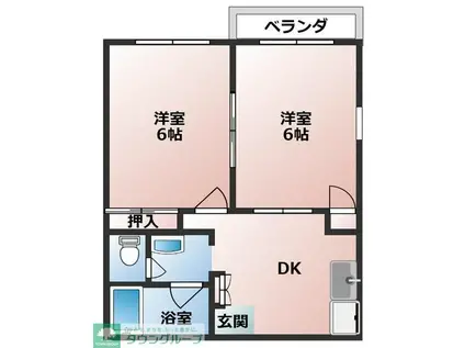 シオン花咲(2DK/1階)の間取り写真