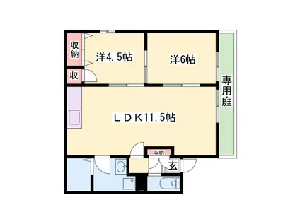 OA FLAT東南(2LDK/2階)の間取り写真