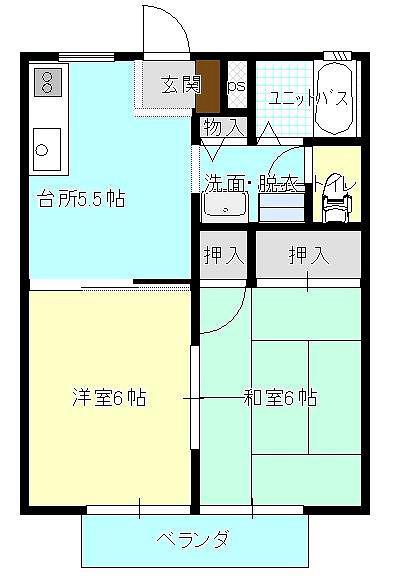 サンシャイン川口A棟(2DK/1階)の間取り写真