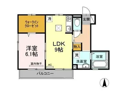 デァ・モント(1LDK/1階)の間取り写真