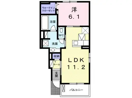ビアンコシェルこうか II(1LDK/1階)の間取り写真