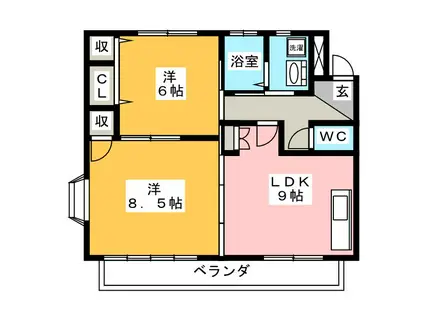 エレンシアール(2LDK/3階)の間取り写真