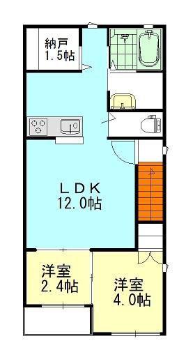 シャガールA(2LDK/2階)の間取り写真