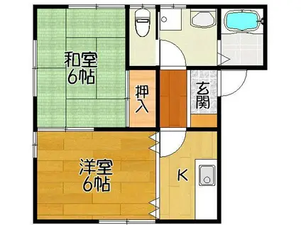 ハイツローゼ(2K/1階)の間取り写真