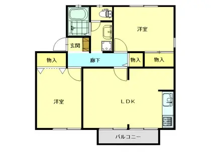 シェーンヴィラ(2LDK/1階)の間取り写真