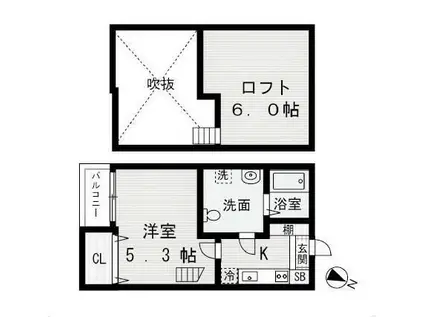 ラポーラ末広町(1K/1階)の間取り写真