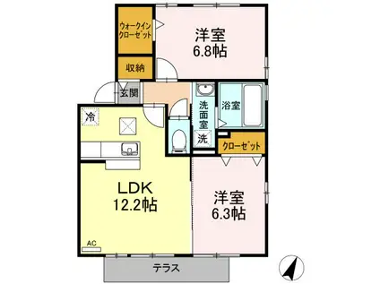 メゾンリード(2LDK/1階)の間取り写真