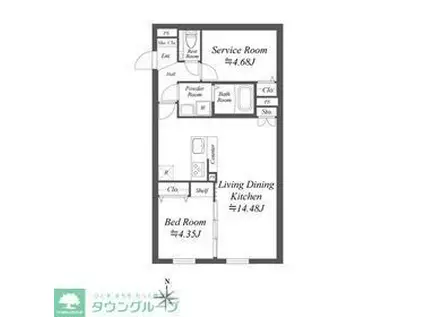 SOLASIA RESIDENCE世田谷代田(1SLDK/2階)の間取り写真