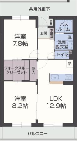 アヴィエント(2LDK/2階)の間取り写真