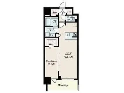 S-RESIDENCE佐賀天神ALINE(1LDK/3階)の間取り写真