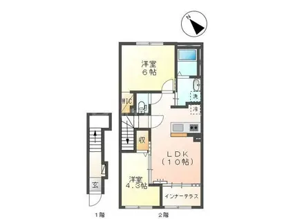 リオグランデ早稲田III(2LDK/2階)の間取り写真