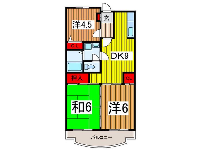 ノーブルクレイン(3DK/2階)の間取り写真