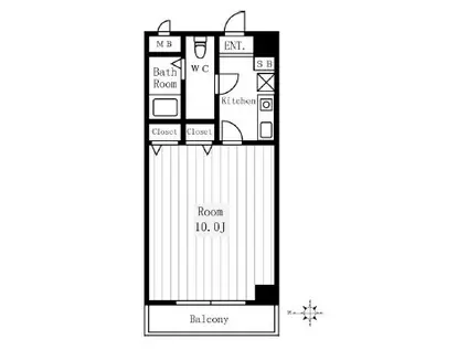 グリーンクロス西中延(1K/2階)の間取り写真