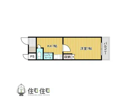 I-ROOM丸山町(1K/1階)の間取り写真