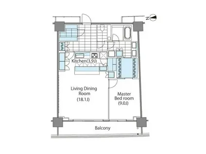 コンフォリア新宿イーストサイドタワー(1LDK/28階)の間取り写真