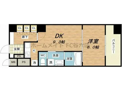 リーガル四ツ橋立売堀II(1DK/2階)の間取り写真