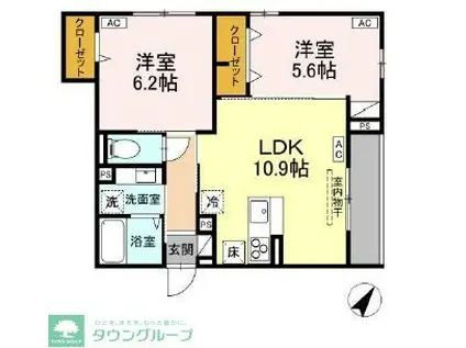 ASSET-COURT中町(2LDK/2階)の間取り写真