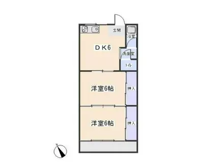 コーポこと(2DK/1階)の間取り写真