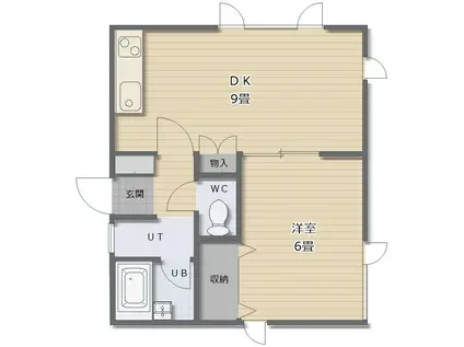 ローズヒルIII(1LDK/2階)の間取り写真