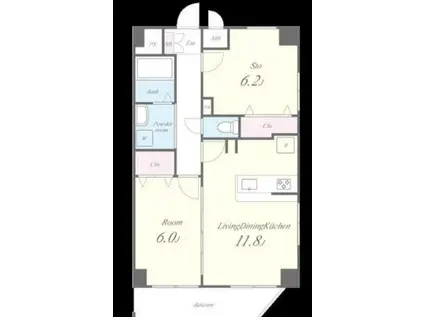 クリスタルコート(2LDK/4階)の間取り写真