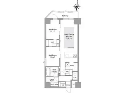 コンフォリア・リヴ谷町四丁目(2LDK/10階)の間取り写真