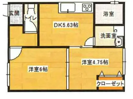 歌敷山ハイツ(2DK/1階)の間取り写真