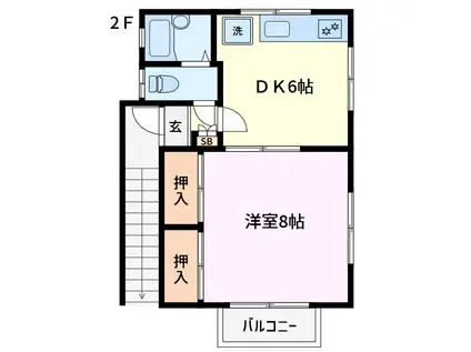 ハイツ羽美(1DK/2階)の間取り写真