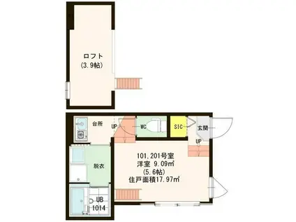 フォーシーズンズ町屋(1K/1階)の間取り写真