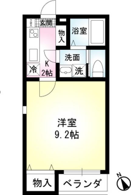 エリーゼヒルズ(1K/1階)の間取り写真