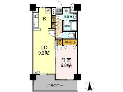 ガーデンハイツAIHARAIII(1LDK/4階)の間取り写真