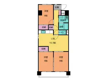 CITY堀木(3LDK/4階)の間取り写真