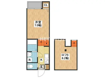 MODERN PALAZZO 諫早SUNNY HILL(1SK/2階)の間取り写真