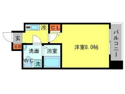 SERENITE北浜(1K/1階)の間取り写真