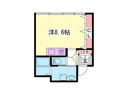 シャトー三和南車崎(ワンルーム/3階)の間取り写真