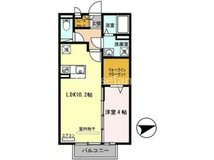 FLORAみさき(1LDK/2階)の間取り写真