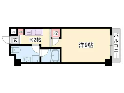 ラ・シュエット(1K/2階)の間取り写真