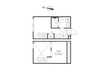 ハーモニーテラス綾瀬V(ワンルーム/2階)の間取り写真