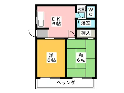 コンティニューII(2DK/2階)の間取り写真