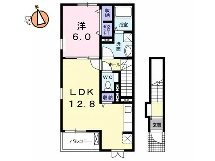グラチチュードI(1LDK/2階)の間取り写真