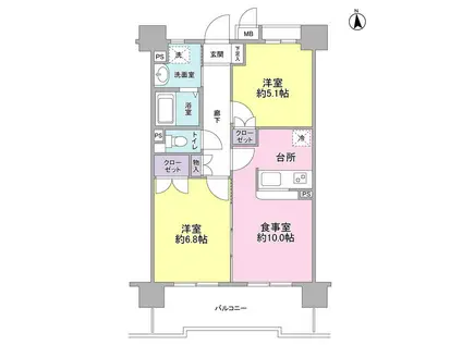 KDXレジデンス上北沢(2LDK/7階)の間取り写真