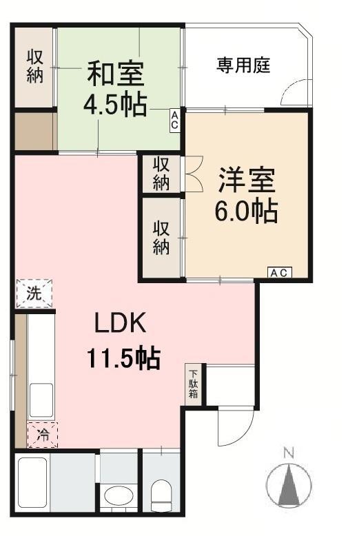中野町マンション(2LDK/3階)の間取り写真
