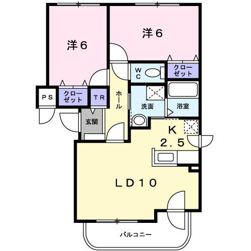 スフィア伏見(2LDK/3階)の間取り写真