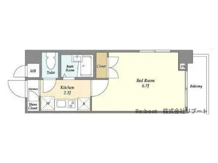 プライマル西船橋(1K/4階)の間取り写真