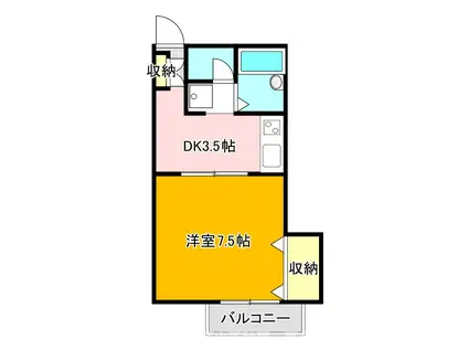 PLUM ONE(1K/2階)の間取り写真