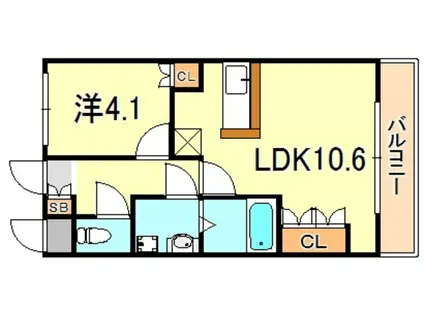 EMERAUDE(1LDK/1階)の間取り写真