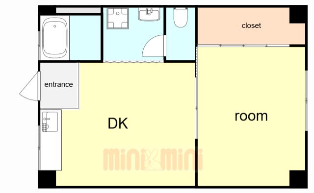 赤浦マンション(1DK/4階)の間取り写真